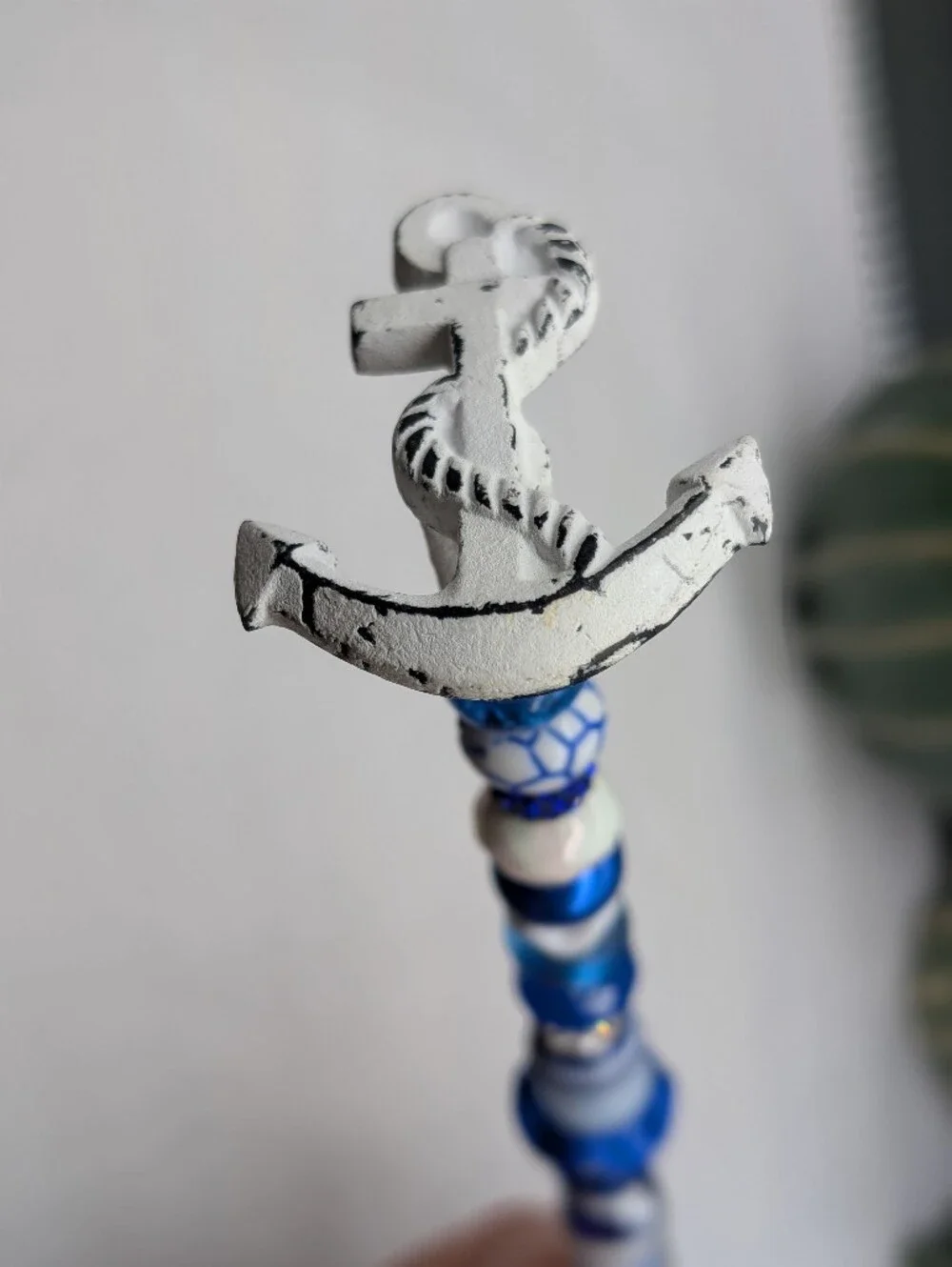 Handmade Fairy Wand/Plant/Garden Stake W/White Metal Topper ⚓